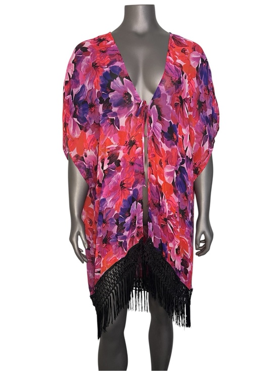 Catalina Other - Catalina Sheer Cover Up Large Floral Kimono Kaftan Swim Pink Purple Black Swim
